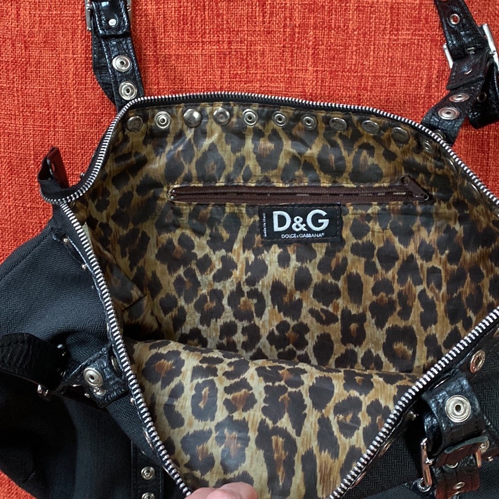 D&G Dolce & Gabbana Black Wool Studded Punk Rock Tote - Picture 4 of 11